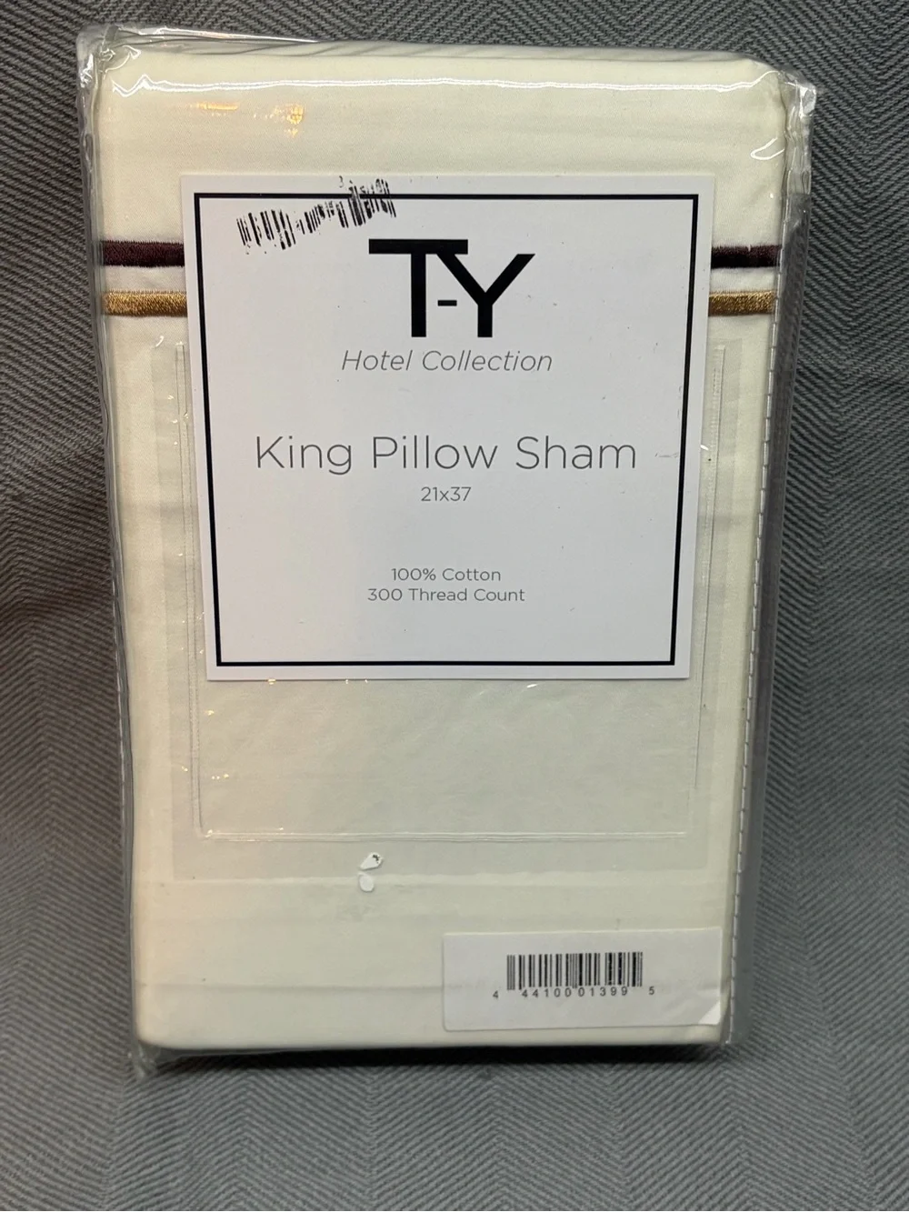 T-Y Hotel Collection king pillow sham cream, color w/ dual colored piping cotton